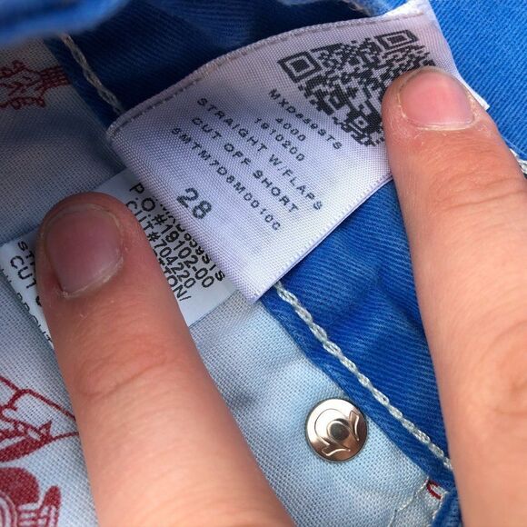 TRUE Religion Jean Shorts Size 28 CUT OFF Blue - Picture 5 of 7